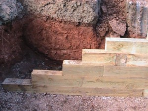 inside Corner on Timber Retaining Wall